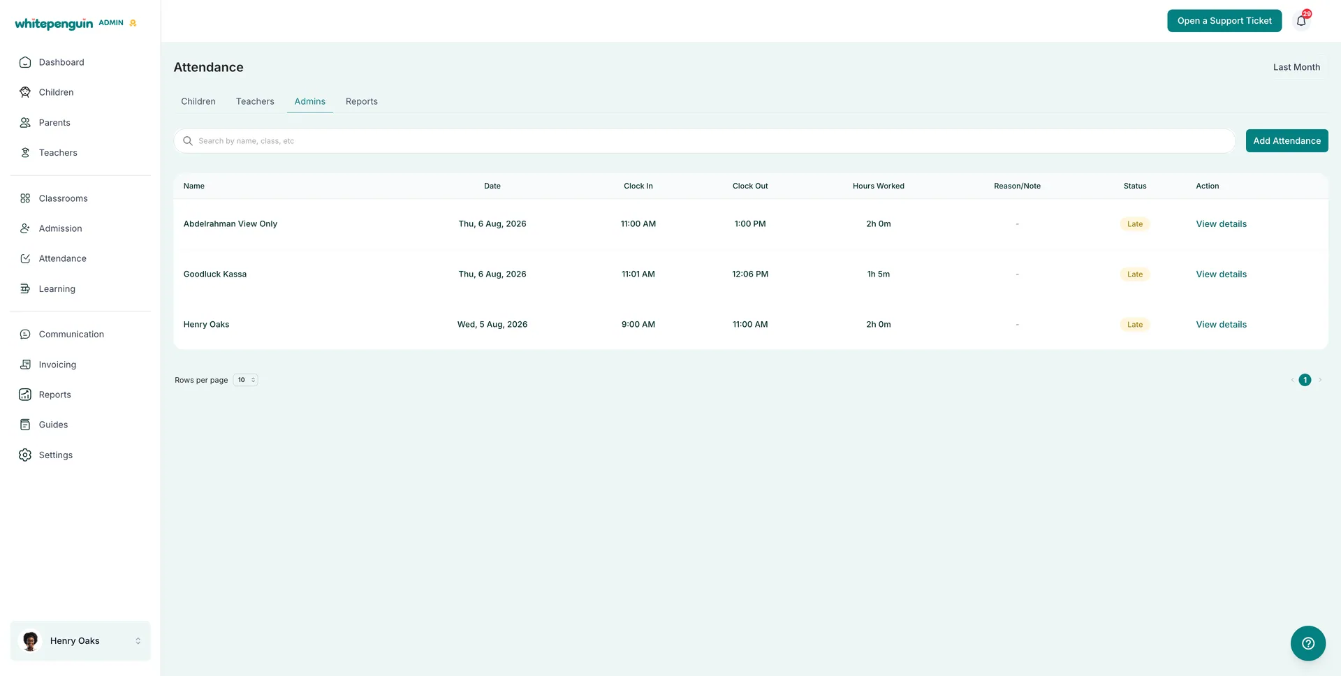 Admin Attendance Sheet — Overview